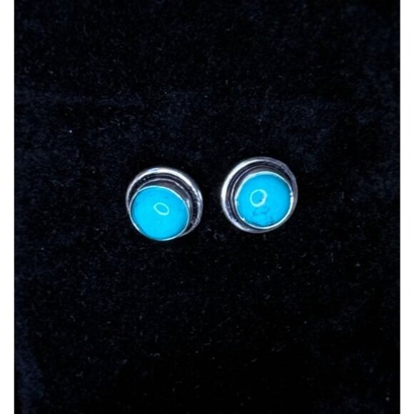 Turquoise Hand Made Sterling Silver Earrings - Picture 1 of 2